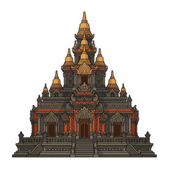 Obraz premium Ornate Asian Temple Architecture with Golden Spires and Intricate Details.