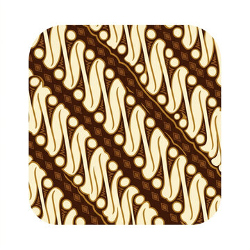 Traditional Indonesian Batik Fabric Pattern with Swirls and Dots.