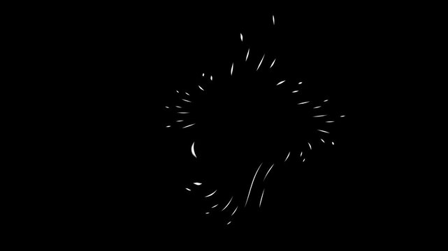 Fireworks circle burst explosion pop-up motion graphics animation, circle burst motion graphics, shiny 2D explosion effect, highlight on black screen explosion line shape blast, 4k glowing line effect