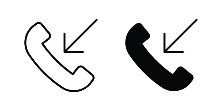 Incoming Call icon Silhouette and outline vectors