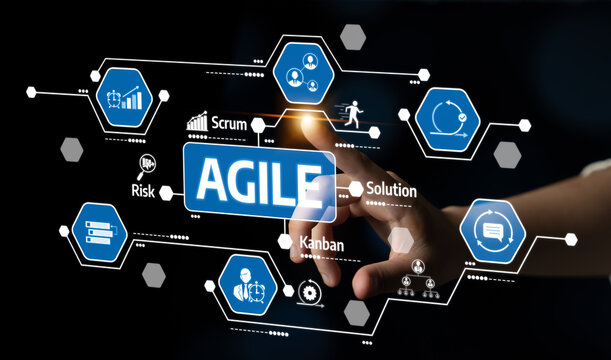 Explore the essence of agile methodology through a digital interface that highlights key frameworks and concepts in modern project management. Tessel
