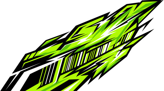 Neon green and black technical racing wrap graphic.