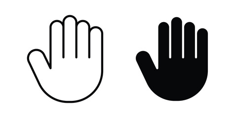 Fototapeta premium Raised hand icon Silhouette and outline vectors