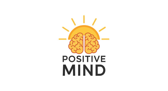 Human Brain with Rising Sun Mental Health Positive Mind Concept