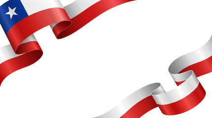 Wavy Chilean flag ribbons corner frame design element © Jay