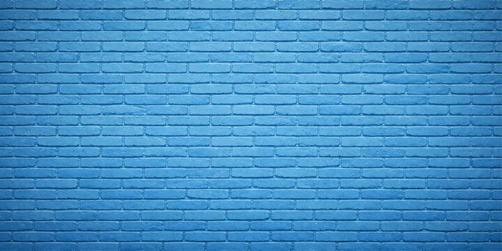 Blue Brick Wall Vector Background with Smooth Textured Surface and Subtle Details for Digital Creations Interior Layouts