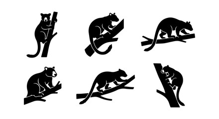 Monkey icon set silhouette, white background, vector illustration © Sidratul