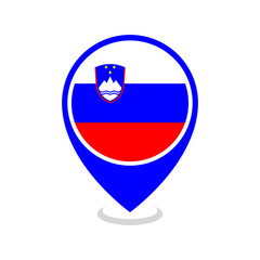 Obraz premium Location pin of Slovenia flag map marker on white background vector illustration icon for mobile apps ui and web design eps10.