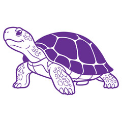 Naklejka premium Purple outline illustration of a turtle with a large shell and flippers on transparent background