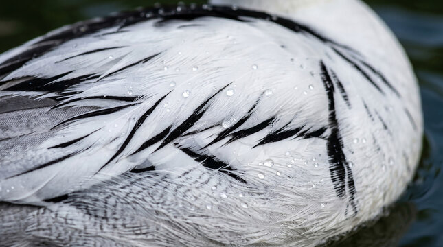 Abstract natural background created by the elegant feather arrangement and detailed plumage of a Smew duck.