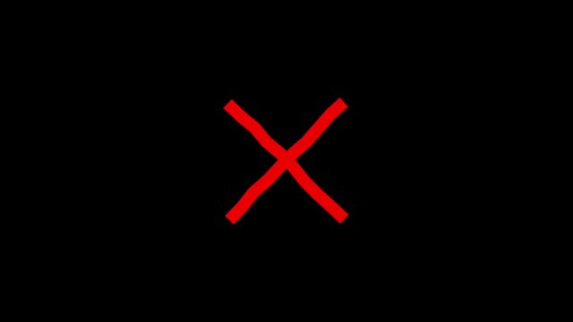 Glowing cross mark looping animated icon. Abstract cancel mark icon animation on dark background.