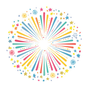 Colorful fireworks burst vector illustration