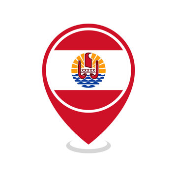 Location pin of French Polynesia flag map marker on white background vector illustration icon for mobile apps ui and web design eps10.