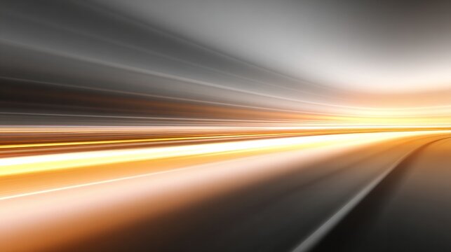 Bright golden light streams illuminate a dark, curved pathway suggesting rapid motion