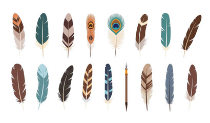 Black quill feather silhouette flat vector illustration set © Prodip