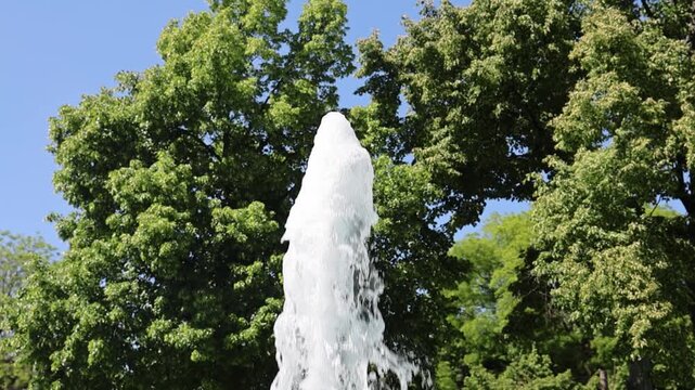 Super slow motion jet of fountain water