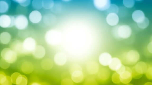 Soft green and blue bokeh background with a central bright light.