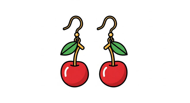 Pair of cherry shaped dangling earrings