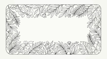 Obraz premium Leaves frame creates a beautiful botanical border design with organic foliage patterns that offer generous blank copy space.