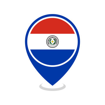 Location pin of Paraguay flag map marker on white background vector illustration icon for mobile apps ui and web design eps10.