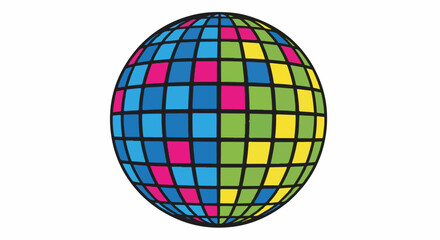 Obraz premium A colorful disco ball with a grid of squares in blues, pinks, greens, and yellows