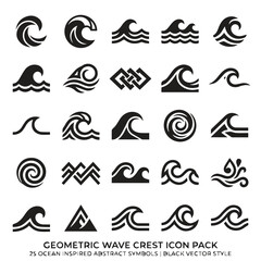 Obraz premium Set of geometric wave crest icons and water surface symbols with abstract