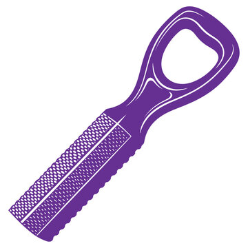 A closeup digital illustration of a single purple zester tool with a textured handle and an open loop at the end isolated on a plain background for easy integration into designs