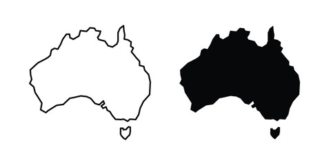 Australia map icon design pack in black colour. icon drawings © basit