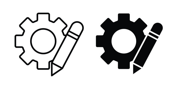 Customization icon design pack in black colour. icon drawings