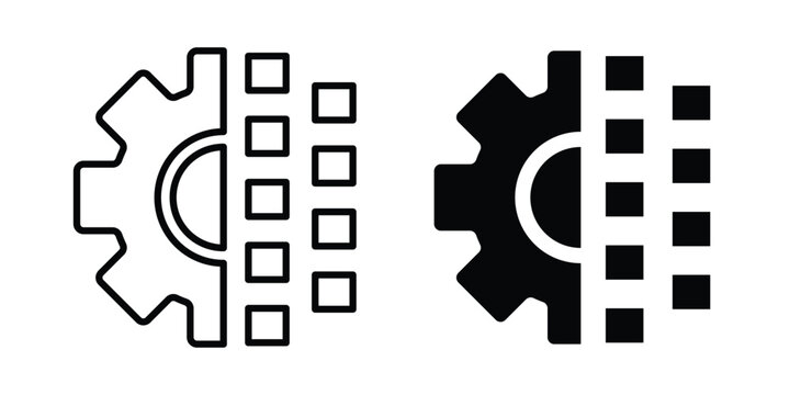 Digital transformation icon design pack in black colour. icon drawings