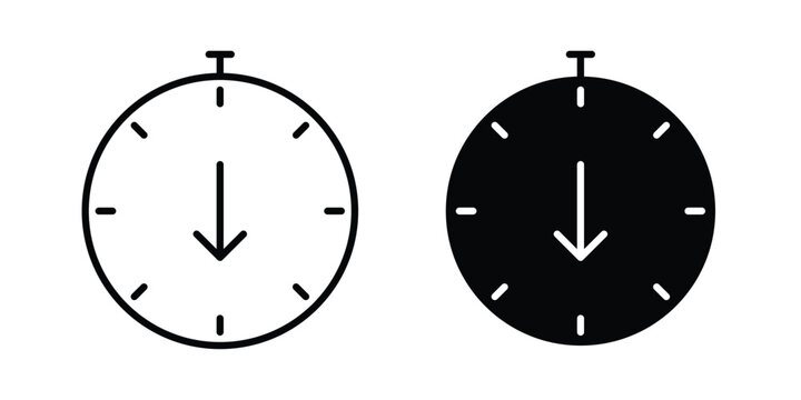 Down time icon design pack in black colour. icon drawings
