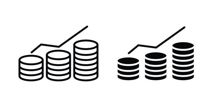 Earning icon design pack in black colour. icon drawings