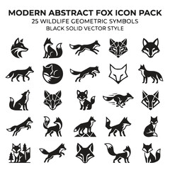 Obraz premium Modern abstract fox icon pack of 25 wildlife geometric symbols with wildlife