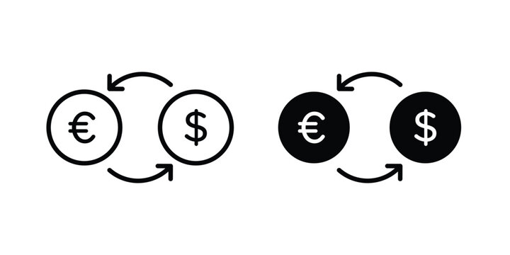 Money exchange icon design pack in black colour. icon drawings