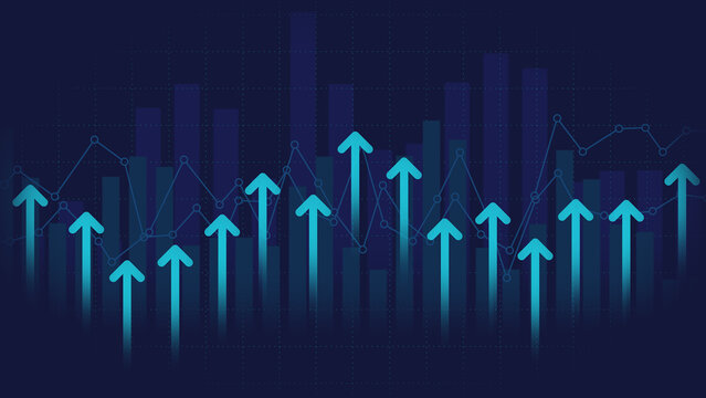 Arrow up trend financial market business economic, technology display invest success statistic index strategy stock exchange