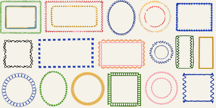 Assorted Decorative Borders And Frames Colorful Vector Illustration