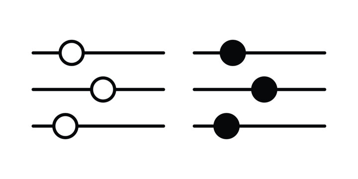 Settings sliders icon design pack in black colour. icon drawings