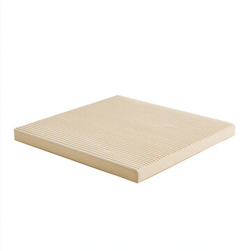 A square beige platform with a textured ribbed surface sits alone against a clean white background for product display