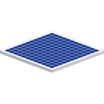 soler panel 12&times;12 3D isometric vector, solar panel array with blue photovoltaic grid cells