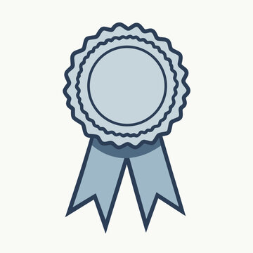 Blue Award Ribbon Medal Icon for Quality and Success Guarantee