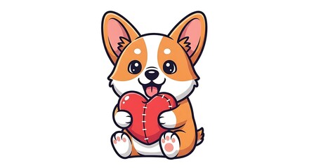 Fototapeta premium Cute cartoon dog wearing red bow tie and glasses.