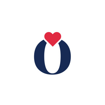 O Alphabet Heart Logo Design