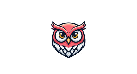 Fototapeta premium A colorful illustration of a wise owl head isolated on a white background