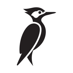 Fototapeta premium Woodpecker Silhouette On White Background Minimalist Vector Illustration