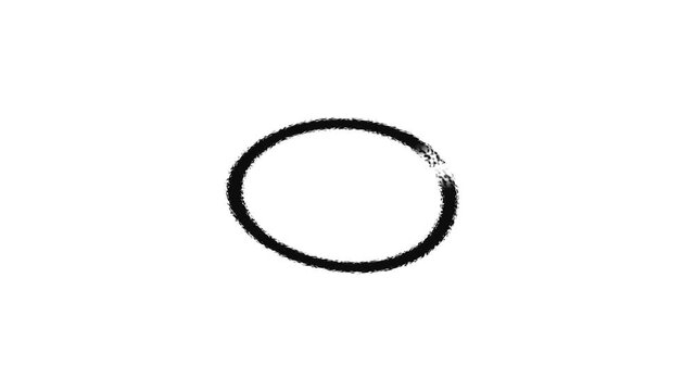 Black Ink Marker Highlight Oval Circle Animation on Solid White Background