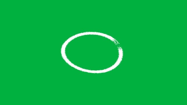 White Marker Circle Highlight Hand Drawn Overlay Green Screen Chroma Key