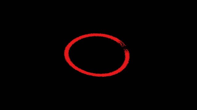 Animated Red Marker Oval Circle Draw On Transparent Alpha Background