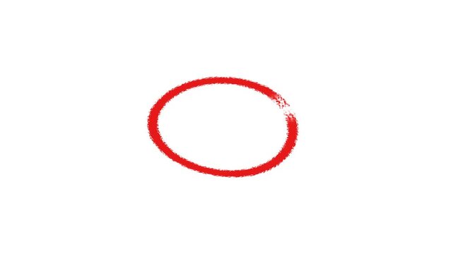 Realistic Red Marker Circle Highlight Animation Draw On Solid White Background
