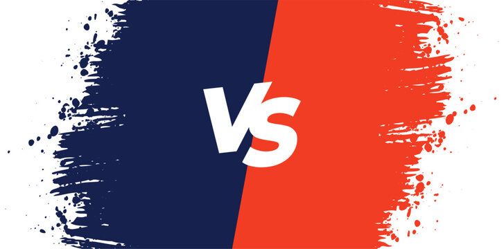 Dynamic versus symbol illustration with vibrant orange and blue colors featuring competitive battle concept opposing sides duel matchup challenge emblem and comparison graphic