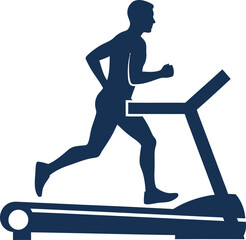 Fototapeta premium Fitness Man Running on Treadmill Navy Blue Silhouette